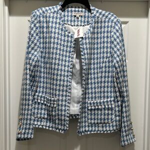 Nanette Lepore Blue and White Houndstooth Blazer
